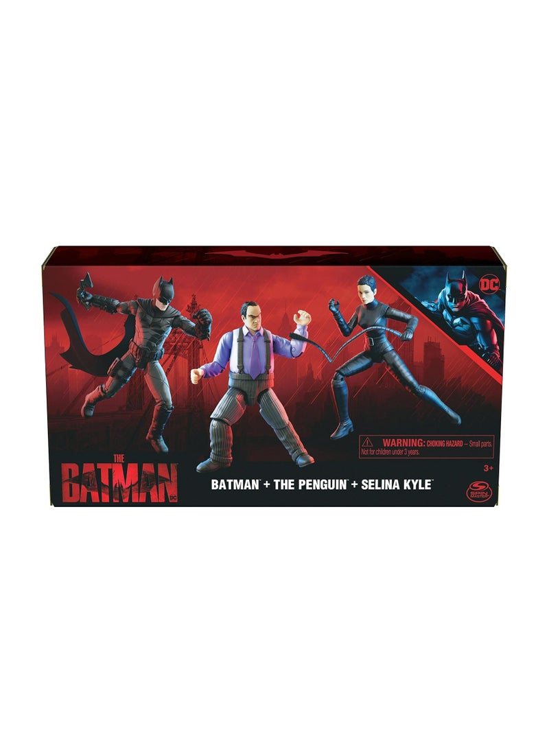 DC Comics - DC Comics, Batman 3-Pack with Exclusive 4” Batman, Selina Kyle, The Penguin Action Figures, 3 Accessories - Image 1