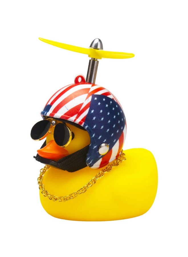 wonuu Rubber Duck Toy Car Ornaments Yellow Duck Car Dashboard Decorations With Propeller Helmet (Samerican Flag) - Image 1