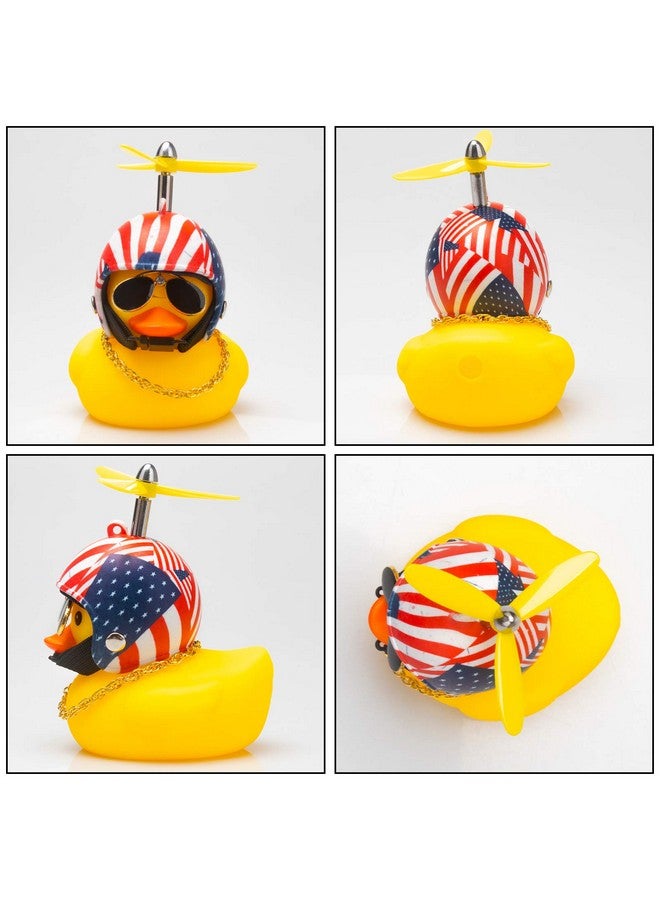 wonuu Rubber Duck Toy Car Ornaments Yellow Duck Car Dashboard Decorations With Propeller Helmet (Samerican Flag) - Image 5