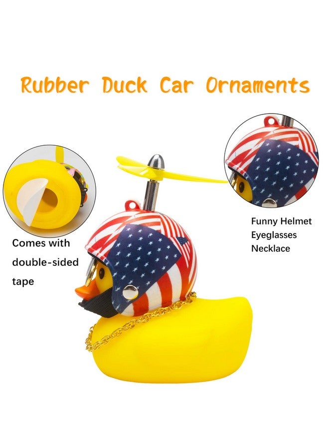 wonuu Rubber Duck Toy Car Ornaments Yellow Duck Car Dashboard Decorations With Propeller Helmet (Samerican Flag) - Image 4
