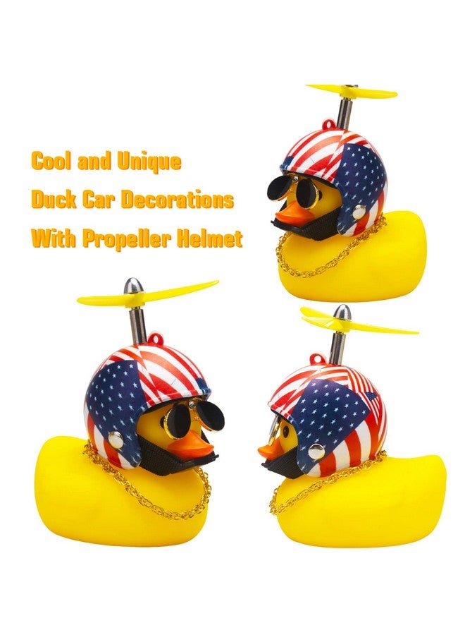 wonuu Rubber Duck Toy Car Ornaments Yellow Duck Car Dashboard Decorations With Propeller Helmet (Samerican Flag) - Image 3