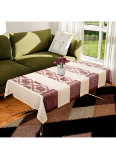 Kuber Industries Kuber Industries Center Table Cover|Net Table Cloth Dust-Proof Table Cover|Cotton Flower Patta Design Table Cover|40x60 Inch (Maroon & Cream)  - Image 1