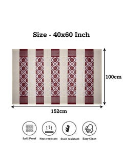 Kuber Industries Kuber Industries Center Table Cover|Net Table Cloth Dust-Proof Table Cover|Cotton Flower Patta Design Table Cover|40x60 Inch (Maroon & Cream)  - Image 3