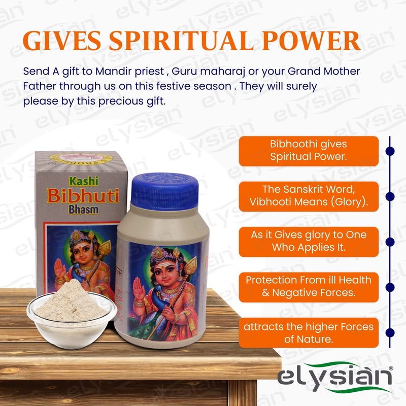 Elysian Kashi VIBHUDI Scented Bhasm Powder Mahadav Bhasm Vibhoti 100% Pure Bhasm for Shivaji Mahadev Pooja and Rudra-Abhishek (100 Grams) - 3 Pcs - Image 3