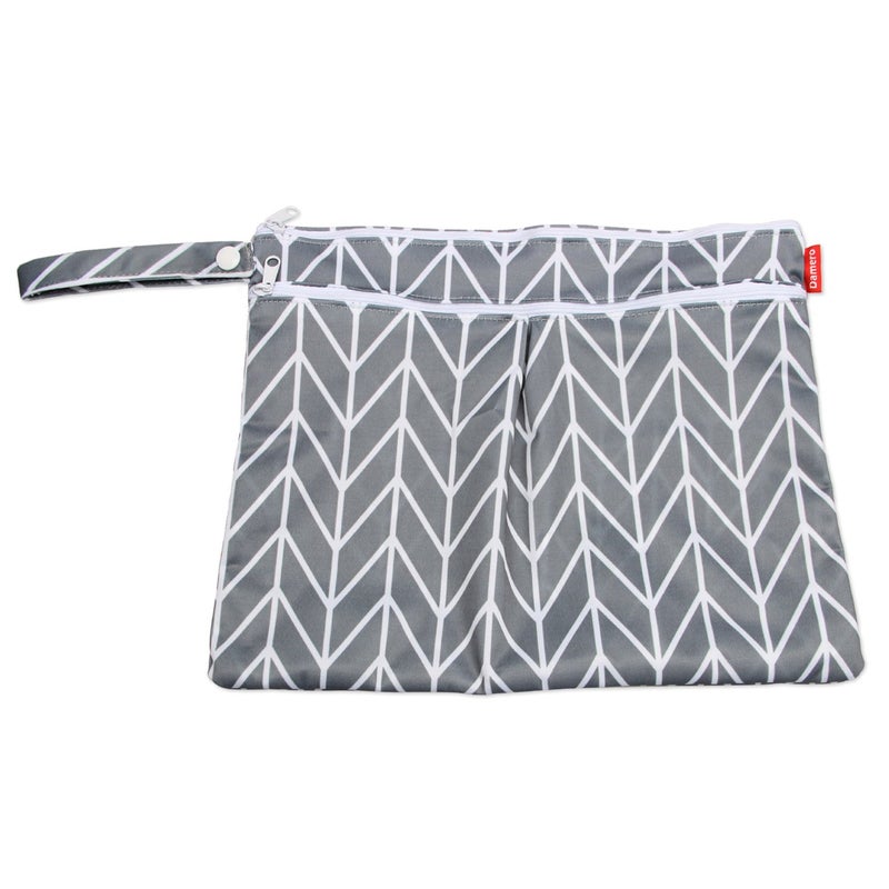 Damero 3pcs Travel Wet and Dry Bag with Handle for Cloth Diaper, Pumping Parts, Clothes, Swimsuit and More, Easy to Grab and Go, Gray Arrows - Image 3
