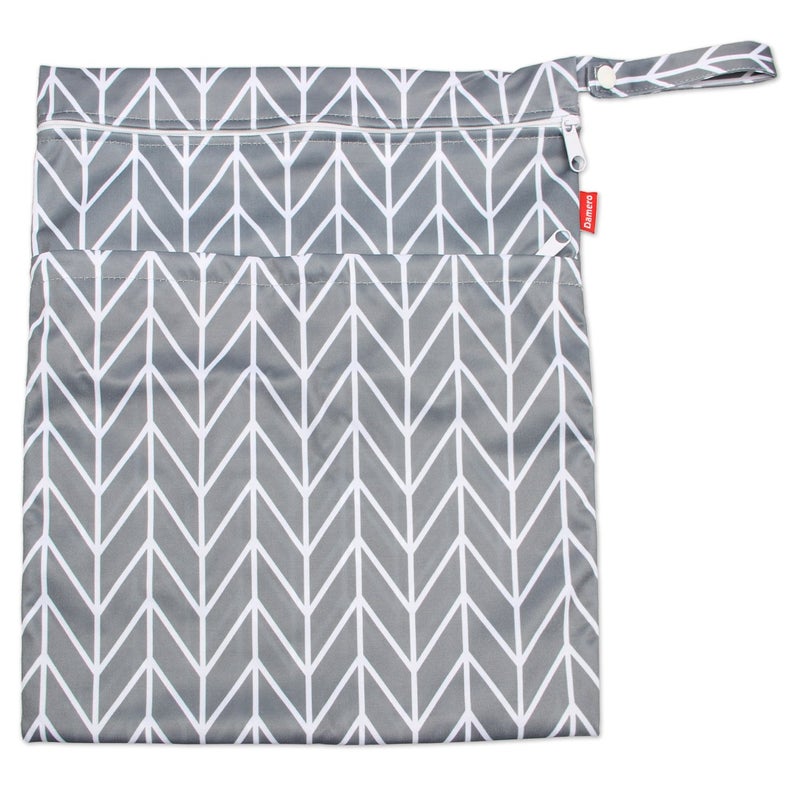 Damero 3pcs Travel Wet and Dry Bag with Handle for Cloth Diaper, Pumping Parts, Clothes, Swimsuit and More, Easy to Grab and Go, Gray Arrows - Image 2