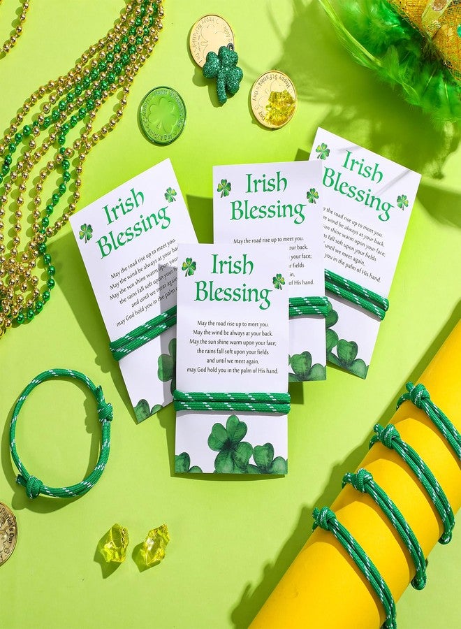 Tondiamo 36 Pcs St. Patrick's Day Bracelets Adjustable Bracelets with Irish Blessing Cards Irish Lucky Shamrock Gifts - Image 5