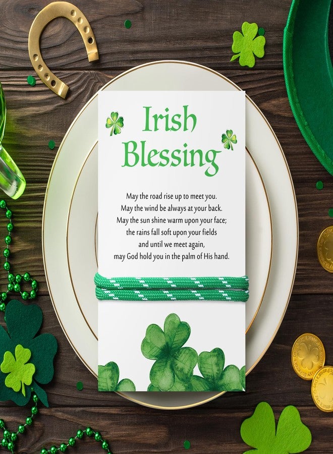 Tondiamo 36 Pcs St. Patrick's Day Bracelets Adjustable Bracelets with Irish Blessing Cards Irish Lucky Shamrock Gifts - Image 4