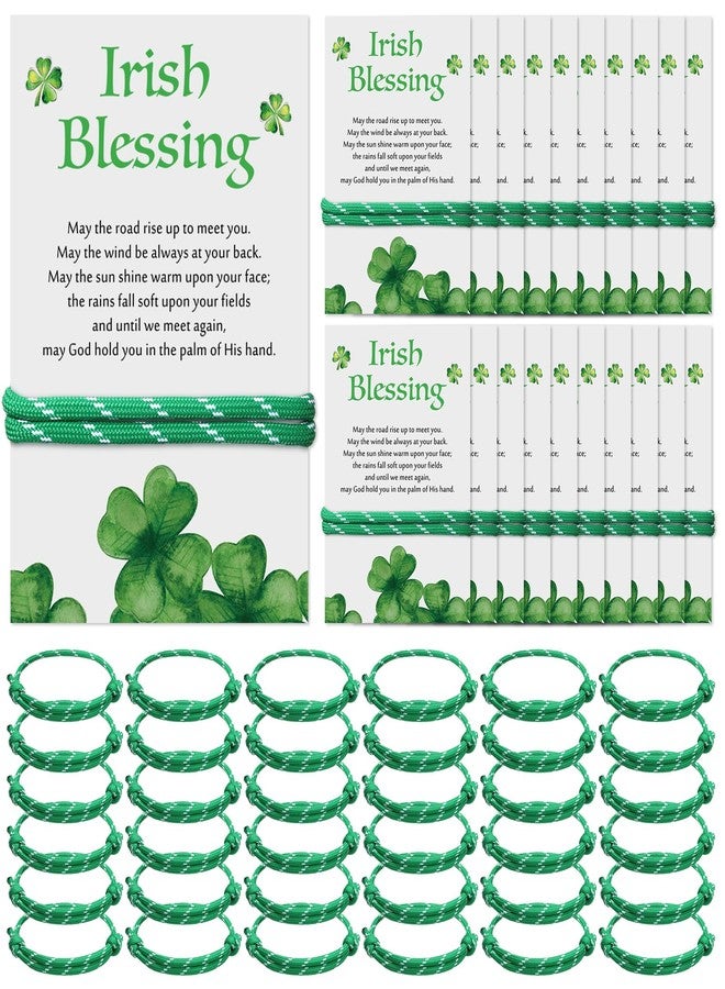 Tondiamo 36 Pcs St. Patrick's Day Bracelets Adjustable Bracelets with Irish Blessing Cards Irish Lucky Shamrock Gifts - Image 1