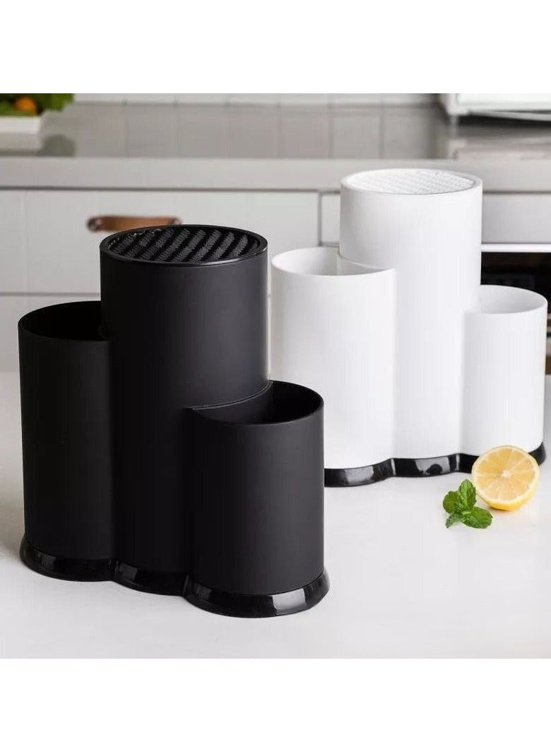 صفايه معالق ورشاقه للسكاكين مقسمه 3لتنظيم ادوات التوزيع، الخامه بلاستيك مقوي ضد الكسر  لون ابيض و اسود - Image 1