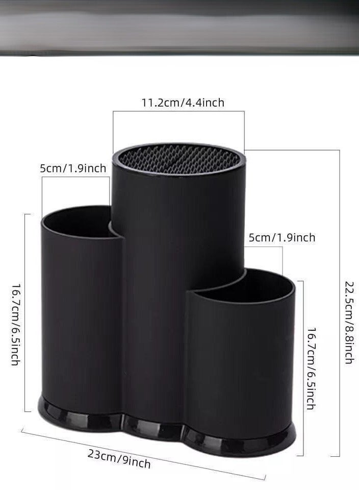 صفايه معالق ورشاقه للسكاكين مقسمه 3لتنظيم ادوات التوزيع، الخامه بلاستيك مقوي ضد الكسر  لون ابيض و اسود - Image 2