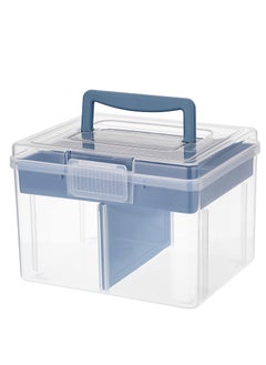Excefore Clear Craft Stackable Storage Box, Large Box with 6 compartment Mulit Purpose Storage Container, for Storing and Organising Toys, Arts Crafts, Stationery, Sewing, Blue  - Image 1