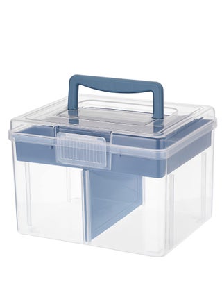 Clear Craft Stackable Storage Box, Large Box with 6 compartment Mulit Purpose Storage Container, for Storing and Organising Toys, Arts Crafts, Stationery, Sewing, Blue - pzsku/Z19A16B4D812CA852BA2AZ/45/_/1698649591/57d04c56-e029-44ff-9aba-414b8c67c66e