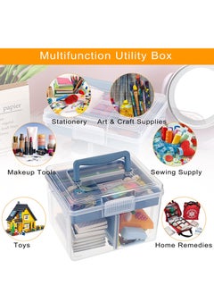 Excefore Clear Craft Stackable Storage Box, Large Box with 6 compartment Mulit Purpose Storage Container, for Storing and Organising Toys, Arts Crafts, Stationery, Sewing, Blue  - Image 5