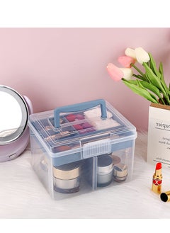 Excefore Clear Craft Stackable Storage Box, Large Box with 6 compartment Mulit Purpose Storage Container, for Storing and Organising Toys, Arts Crafts, Stationery, Sewing, Blue  - Image 4