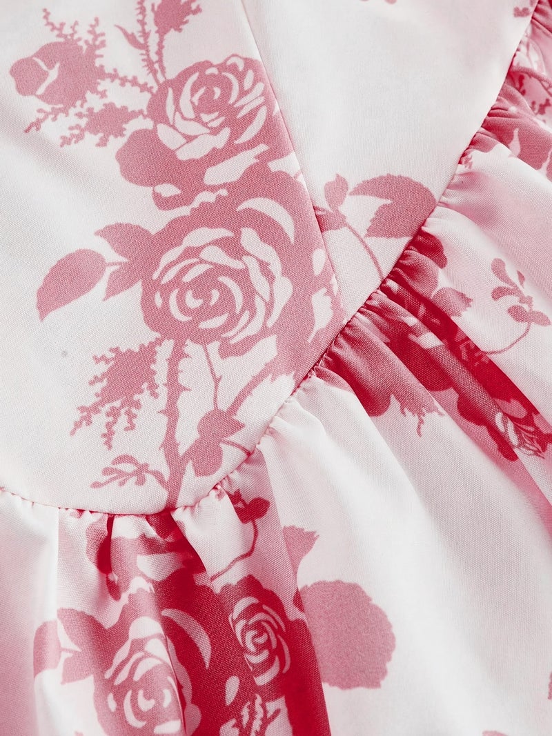 Women's Floral Print Spaghetti Strap Homecoming Dress Summer Sunday Skirt Spring\u002FSummer Wear - Image 4
