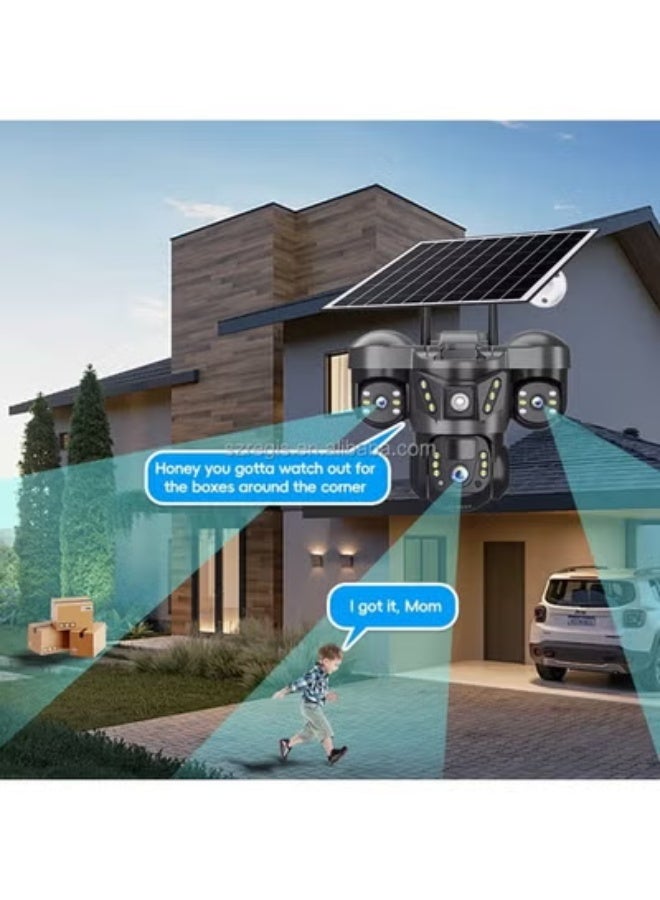 TIGER 6MP Triple-Lens Solar 4G Outdoor Security Camera with AI Human Detection, Two-Way Audio, PTZ Pan-Tilt, Night Vision, IP66 Waterproof Body, Cloud & SD Storage – Wireless Smart Monitoring - Image 3