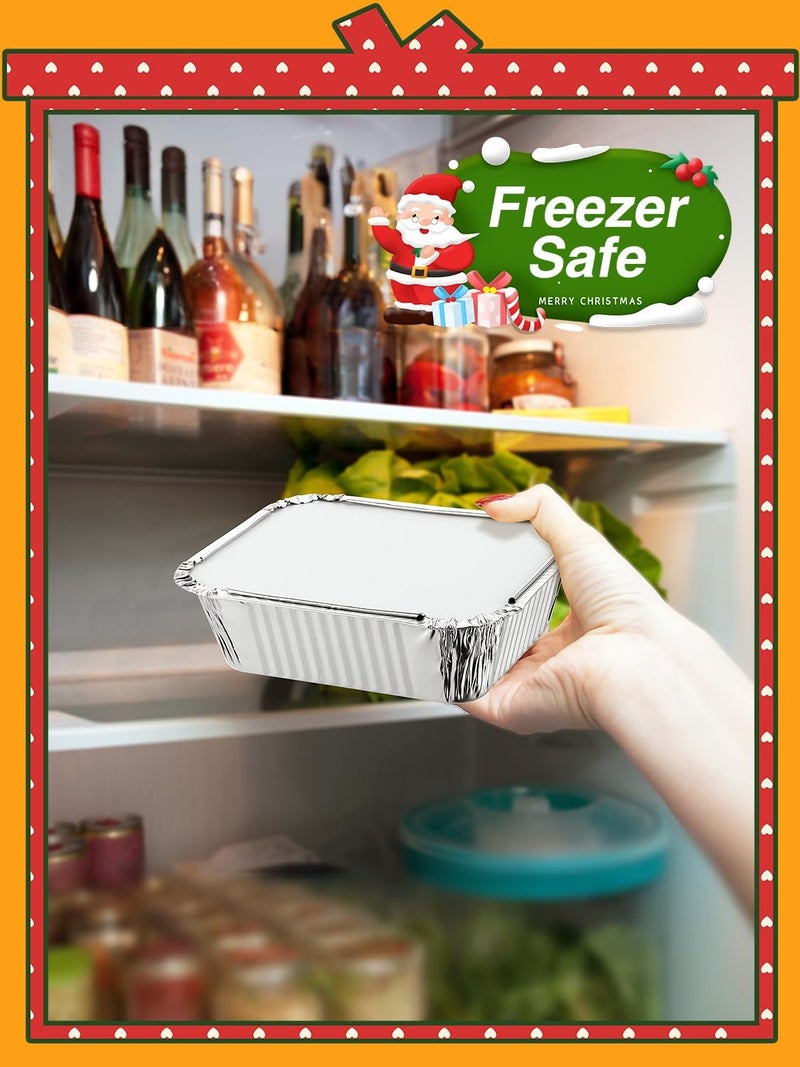 NEEBAKE 110 Pack 5x4 Disposable Small Aluminum Pans with Cardboard Lids - 1lb-Mini-Aluminum-Foil-Pans-Tin-Foil-Takeout-Trays-Food-To-Go-Containers-for-Meal-Prep-Cooking-Roasting-Heating-Baking - Image 5