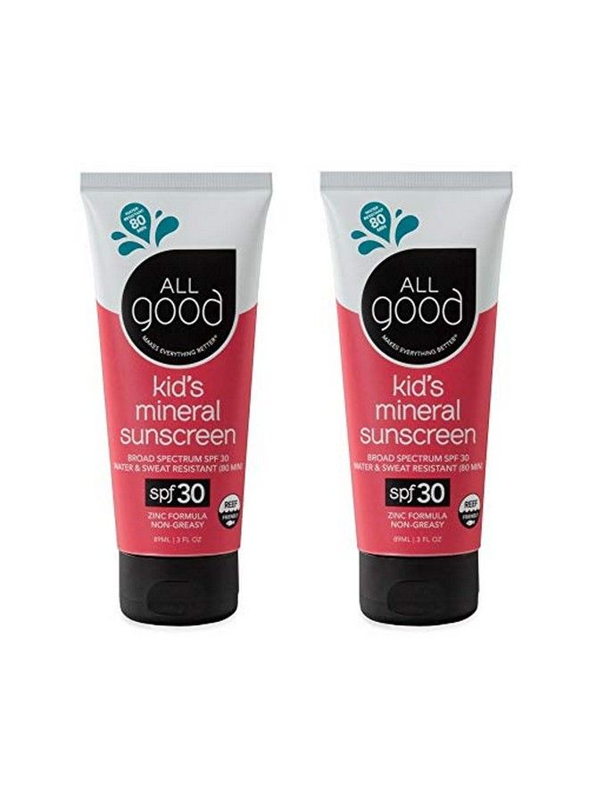 All Good Makes Everything Better كريم واقي شمس للأطفال والرضع للجسم والوجه، حماية واسعة الطيف من أشعة UVA/UVB بمعامل حماية 30، يحتوي على أكسيد الزنك، صديق للشعاب المرجانية، مقاوم للماء، يحتوي على زبدة الشيا، زيت جوز الهند، والألوة (3 أوقية)(عبوتين) - Image 1