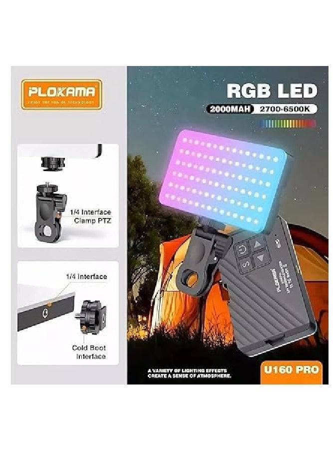 PLOKAMA U160 ProRGB LED lighting, powerful, rotating, with various lighting modes, can be attached to the camera, mobile phone, or computer, and is an external lighting for all content creators - Image 2