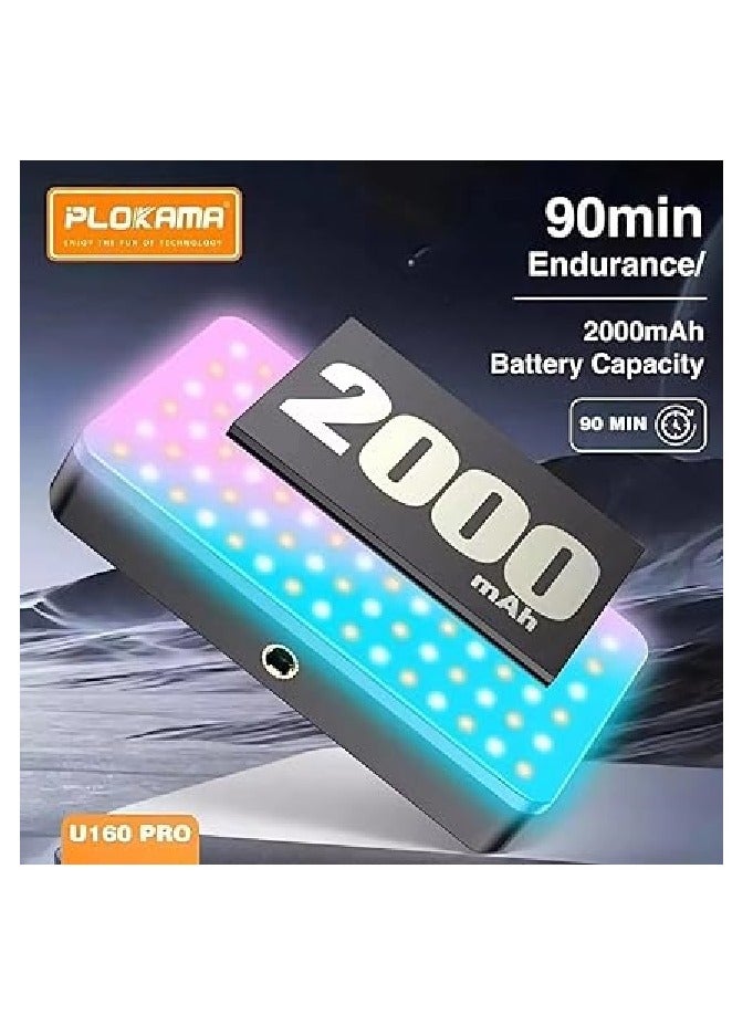 PLOKAMA U160 ProRGB LED lighting, powerful, rotating, with various lighting modes, can be attached to the camera, mobile phone, or computer, and is an external lighting for all content creators - Image 3
