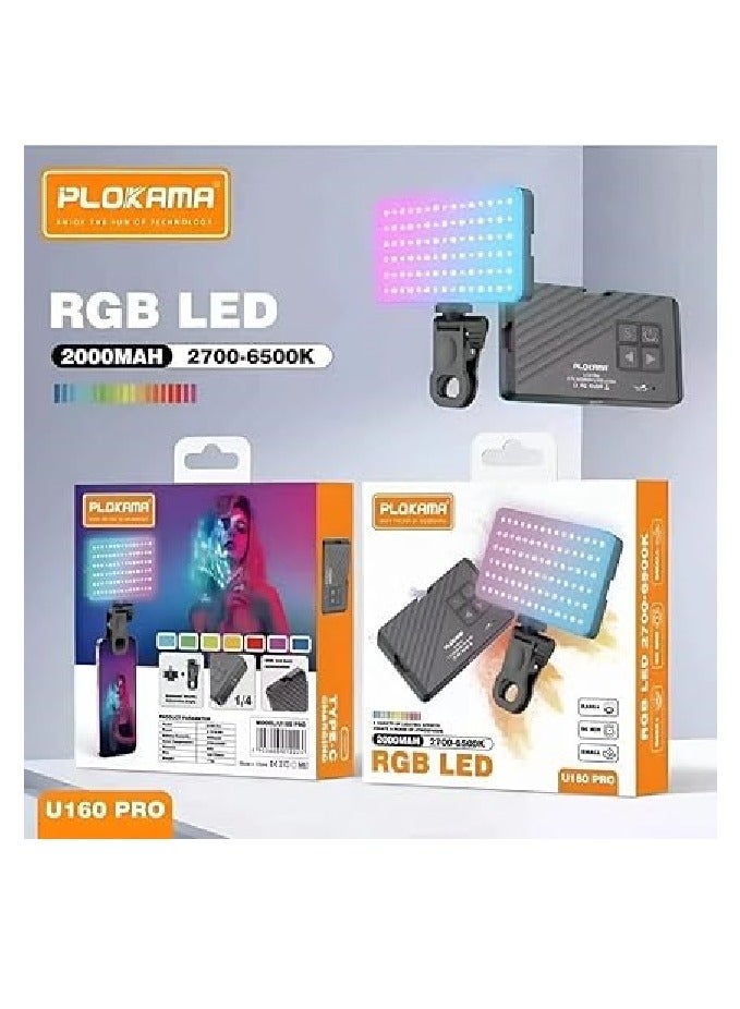 PLOKAMA U160 ProRGB LED lighting, powerful, rotating, with various lighting modes, can be attached to the camera, mobile phone, or computer, and is an external lighting for all content creators - Image 5
