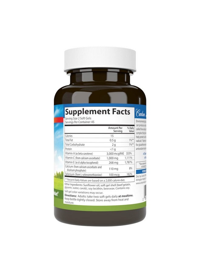 Carlson Aces Vitamins A C E + Selenium Cellular Health & Immune Support Antioxidant 90 Softgels  - Image 3
