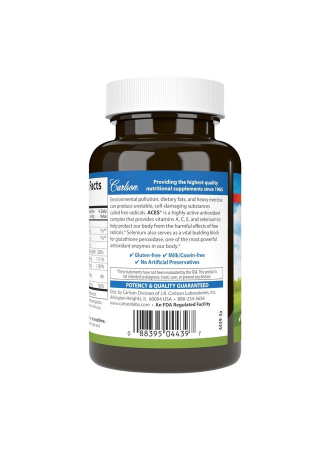 Carlson Aces Vitamins A C E + Selenium Cellular Health & Immune Support Antioxidant 90 Softgels  - Image 4