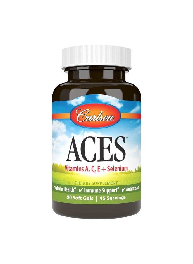 Carlson Aces Vitamins A C E + Selenium Cellular Health & Immune Support Antioxidant 90 Softgels  - Image 2