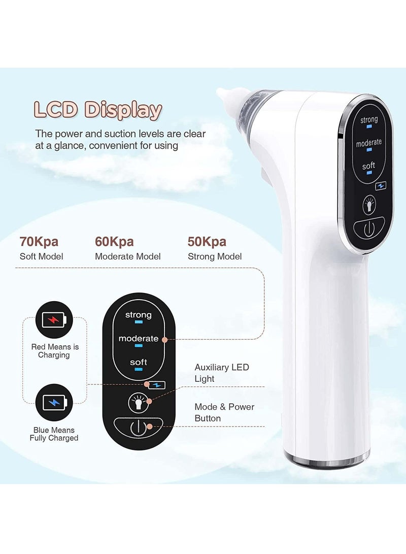 KASTWAVE Baby Nasal Aspirator, Electric Nose Sucker for Baby, Automatic Baby Nose Cleaner with 4 Silicone Nozzles & 3 Suction Levels, Rechargeable Nose Sucker for Newborns, Toddlers, Infant (White) - Image 3