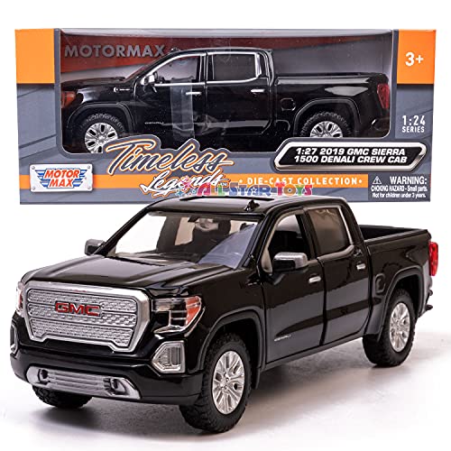 MOTORMAX Motor Max 2019 GMC Sierra 1500 Denali Crew Cab Pickup Truck Black 79362BK 127 Scale Diecast Model Toy Carunisexchildren - Image 1