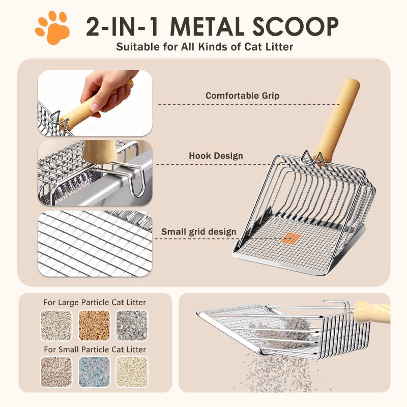 Bsemax Stainless Steel Litter Box with Lid: Metal Cat Litter Box for Small Cats with Scoop, High Sided Kitty Litter Pan Tray, 17.4'' x 13.5'' x 8.5'', Non-Stick, Anti-Leakage, Easy Cleaning (Dark Gray) - Image 3