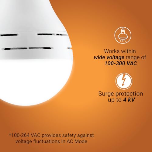 Wipro Garnet 25w LED Emergency Bulb | Cool Day White (6500K) | B22 | Inverter Bulb for Home | Upto 10 Hours Back up with dimmable Modes | Li-ion Battery | Over Charging Protection | Pack of 1 - Image 4