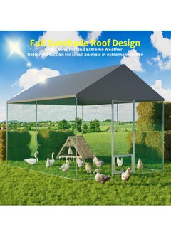 WISFOR Chicken Coop Large Metal Chicken Pen for 6 or 10 Chickens Poultry Cage with Waterproof Cover for Rabbits Duck Walk-in Chicken Run for Yard Outdoor  - Image 2