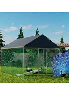 WISFOR Chicken Coop Large Metal Chicken Pen for 6 or 10 Chickens Poultry Cage with Waterproof Cover for Rabbits Duck Walk-in Chicken Run for Yard Outdoor  - Image 4