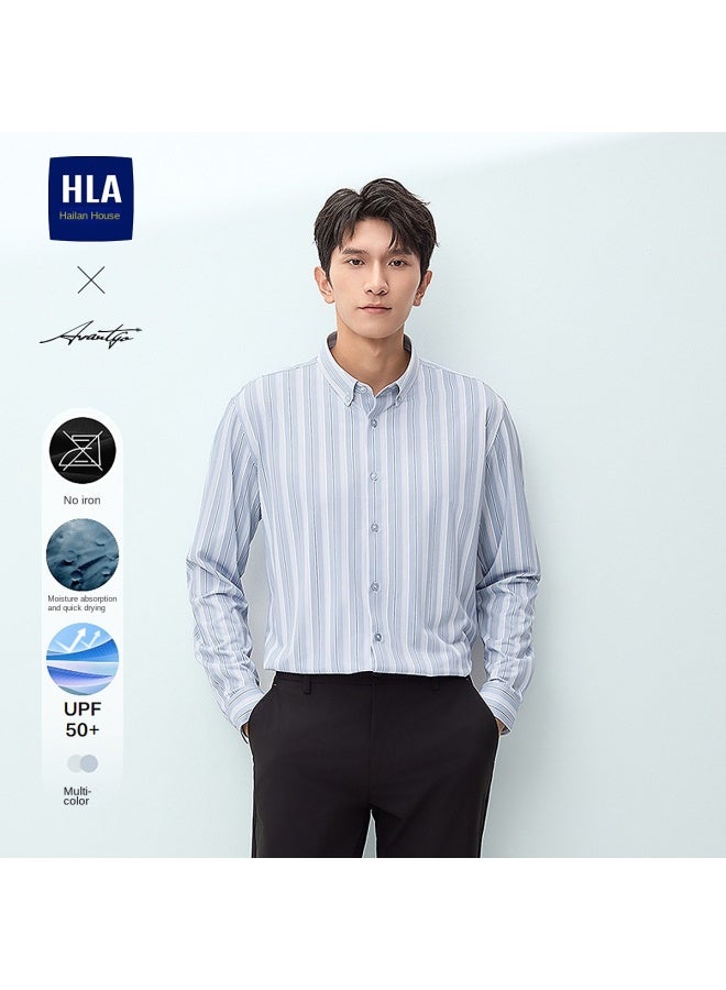 HLA Moisture-wicking & Quick-drying / Sun Protection】spring 2025 Light Business Fashion Commuting Breathable Men's Long-sleeve Shirt - Image 2