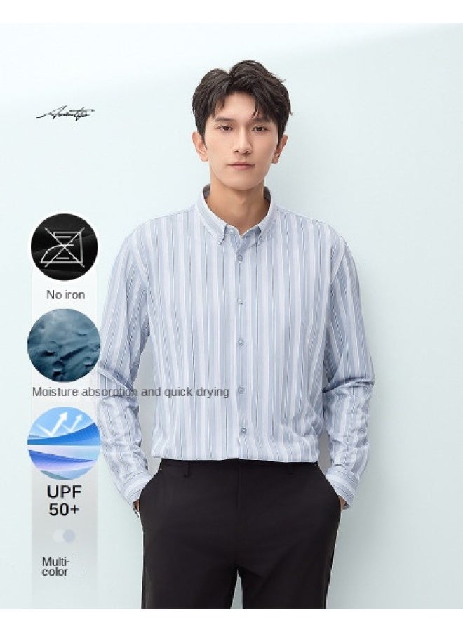 HLA Moisture-wicking & Quick-drying / Sun Protection】spring 2025 Light Business Fashion Commuting Breathable Men's Long-sleeve Shirt - Image 1