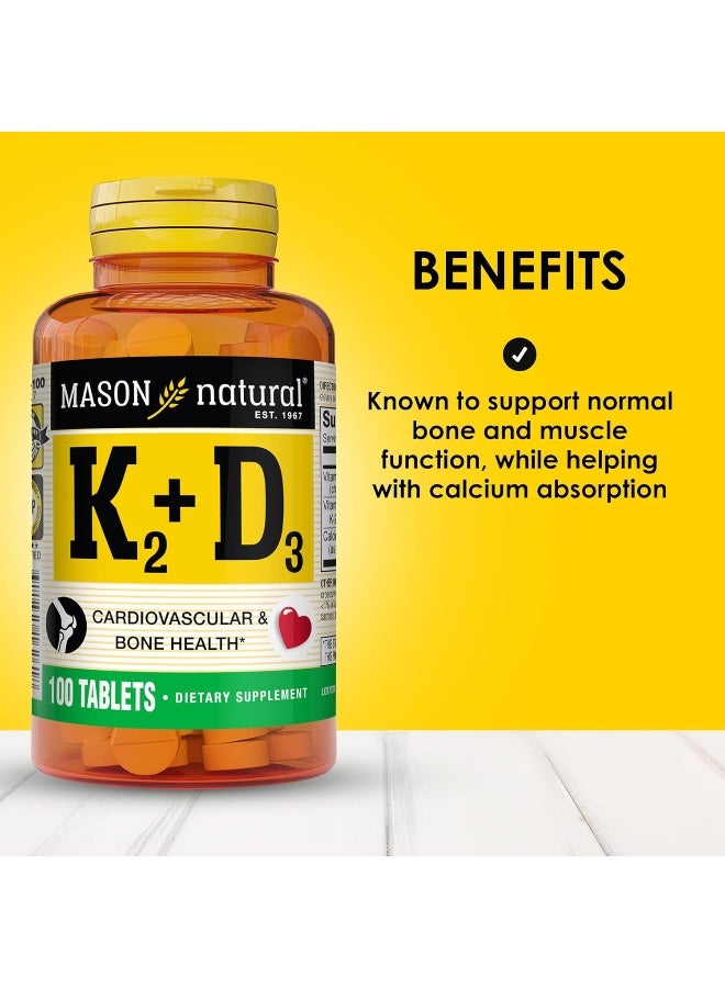 Mason Natural K2 D3 Tablets for Bone Health - 100 Count - Image 2