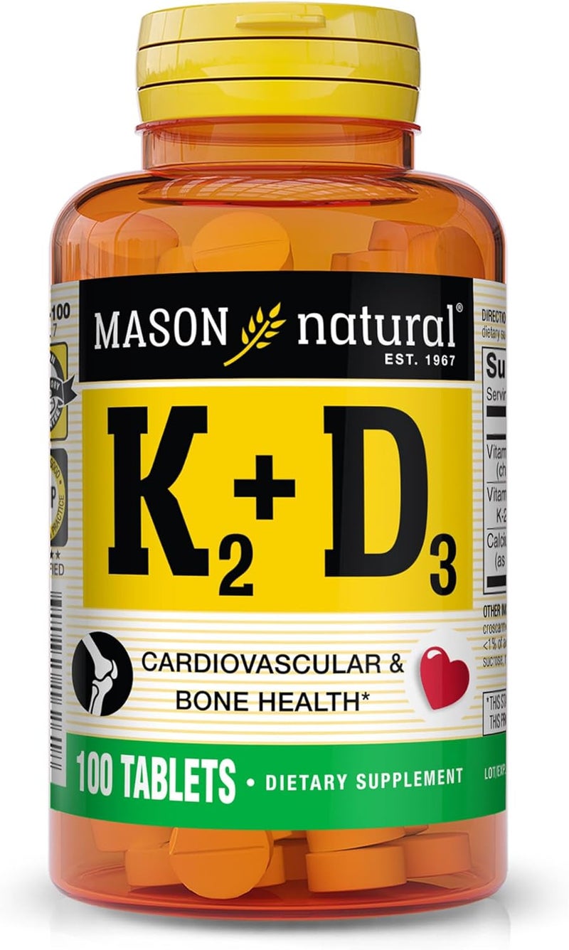 Mason Natural K2 D3 Tablets for Bone Health - 100 Count - Image 1