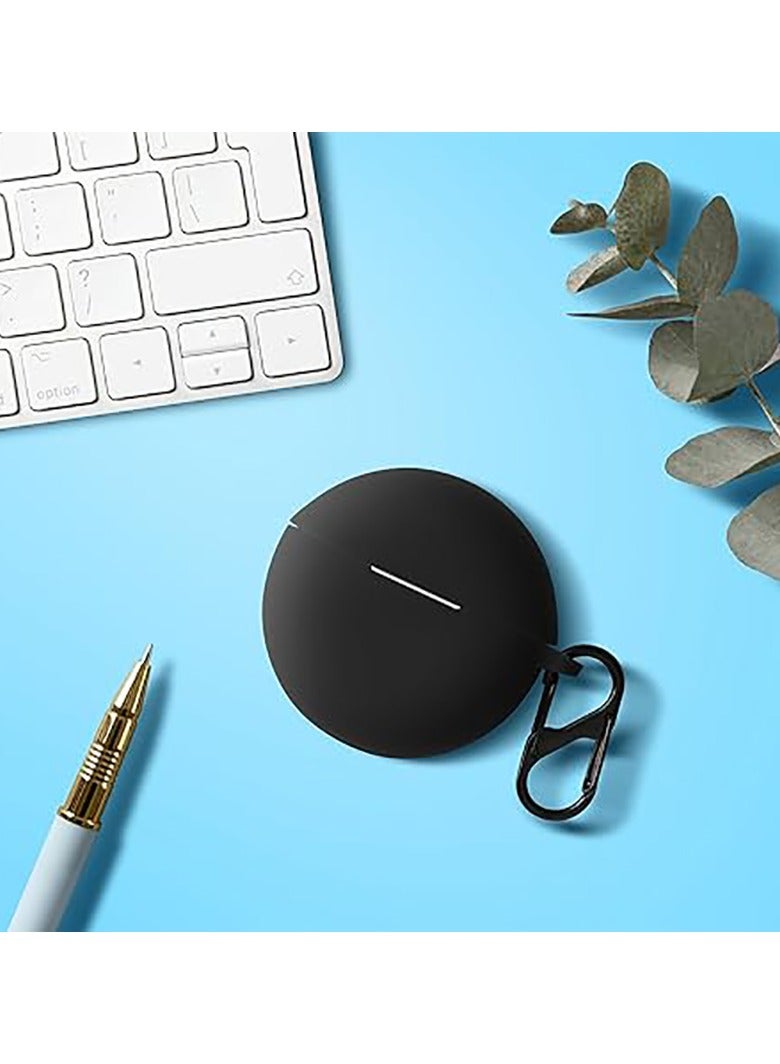 جراب حماية من السيليكون لسماعات Oppo Enco Buds Air / Oppo Enco Air 2 مع غطاء سلسلة مفاتيح (أسود) - Image 3
