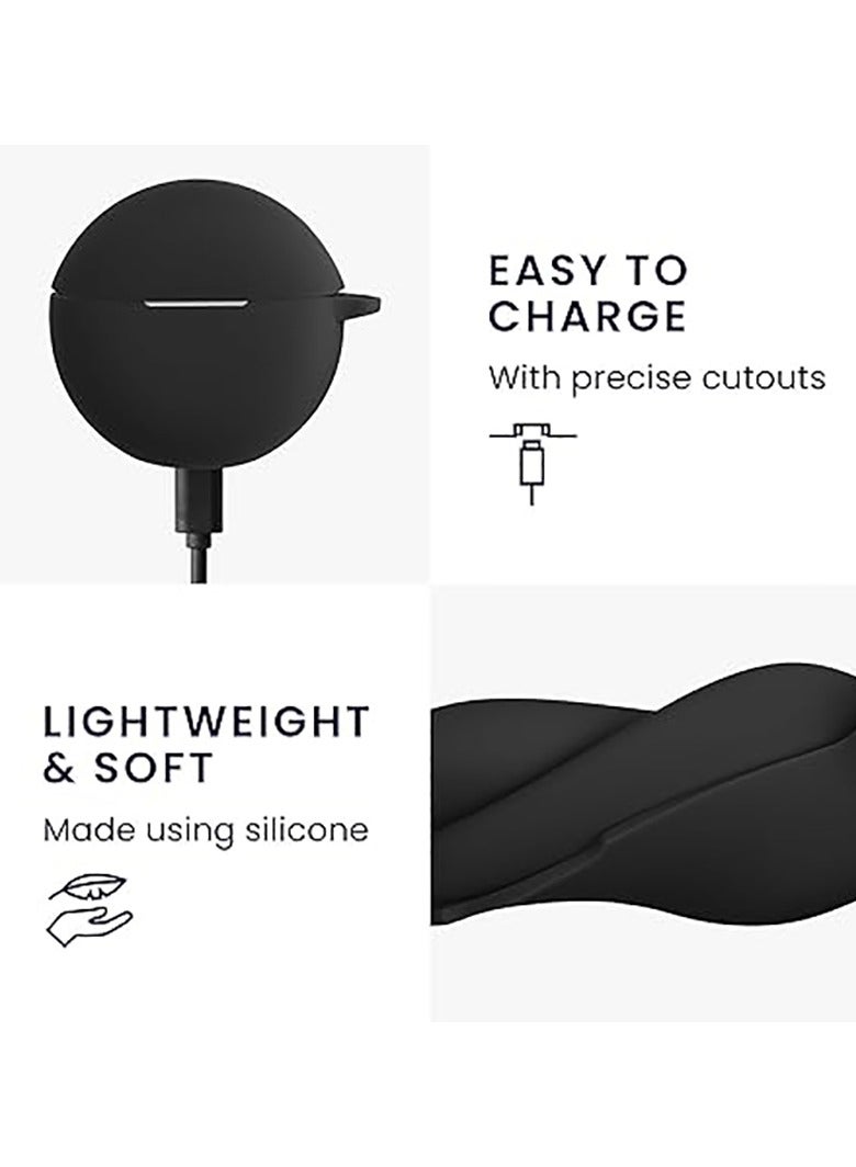 جراب حماية من السيليكون لسماعات Oppo Enco Buds Air / Oppo Enco Air 2 مع غطاء سلسلة مفاتيح (أسود) - Image 4