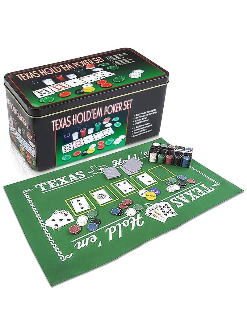200pcs Poker Chips Game Set – Classic Family Game Night Set with Cards, Dealer Button & Carrying Case – Ideal for Parties, Travel, and Game Lovers - Image 2