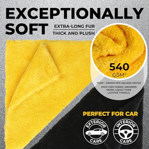 Mighty Cleaner Edgeless Microfiber Towels for Cars – 6pk (12”x12”) - 540 GSM - Super Soft Detailing & Buffing – Scratch-Free & Absorbent Microfiber Cleaning Cloths for Car Polishing - Image 2