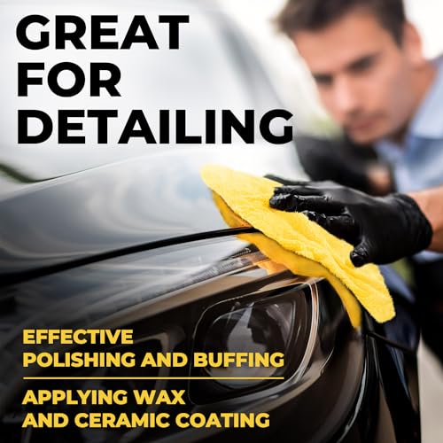 Mighty Cleaner Edgeless Microfiber Towels for Cars – 6pk (12”x12”) - 540 GSM - Super Soft Detailing & Buffing – Scratch-Free & Absorbent Microfiber Cleaning Cloths for Car Polishing - Image 5