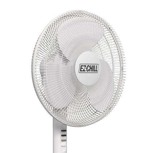 EZ-Chill 16” Oscillating Pedestal Fan, 3-speed Options, 90-Degree Oscillating Head, Adjustable Height and Tilt, Powerful Air Flow, White, MTSP15-16AZ - Image 5