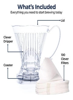 clever Clever Coffee Dripper and Filters, Large 18 oz, Original Classic Design, Safe BPA Free Plastic, dripper coffee maker, Manual Coffee Maker, Includes 100 filters, coaster and lid, 18 oz (Clear)  - Image 2