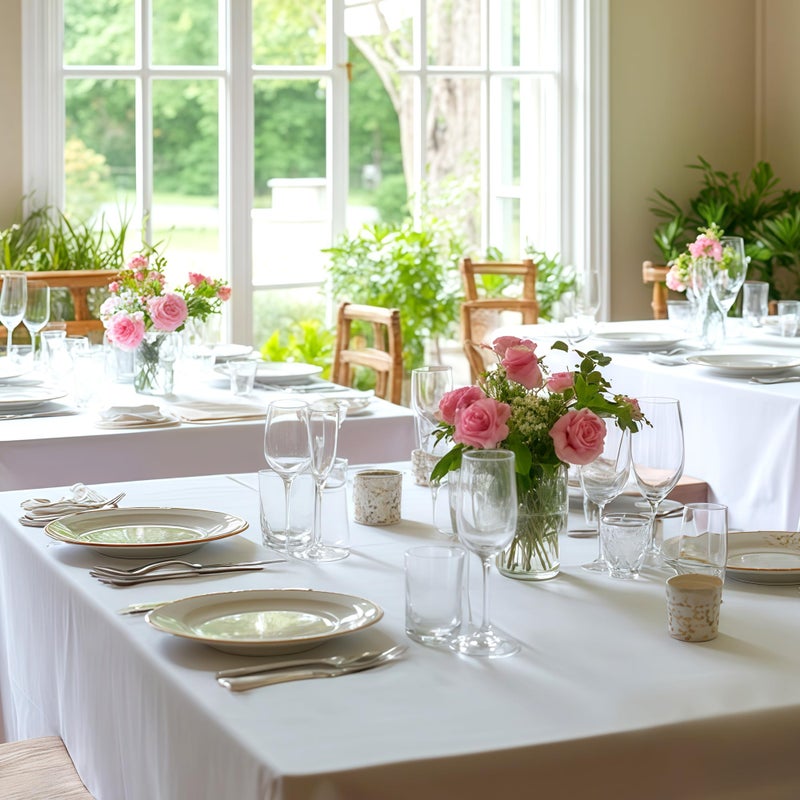 Fitable 8 Pack Rectangle Tablecloths: Stain Resistant Wrinkle Free Fabric Table Clothes, Washable Reusable Polyester Table Covers for Wedding Party Birthday Banquet Reception(White, 90x132 Inch) - Image 2