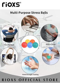 RIOXS 5 Pcs Hand Grip Trainers,Hand Strength Training Ball With Wristband,Portable Hand Grip Strеngth Trainеr Ball,Squeeze Exercise Stress Balls,Grip Strengthening And Stress Relief,Fitness Hand Holding  - Image 2