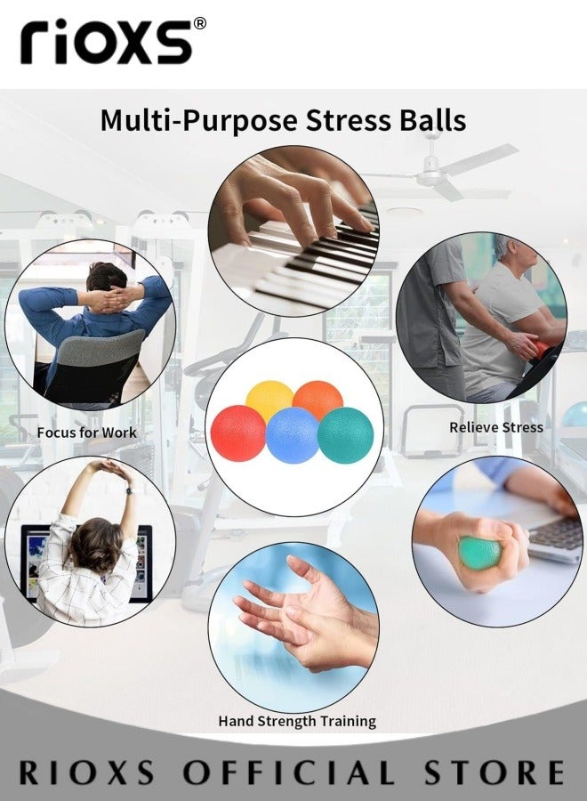 RIOXS 5 Pcs Hand Grip Trainers,Hand Strength Training Ball With Wristband,Portable Hand Grip Strеngth Trainеr Ball,Squeeze Exercise Stress Balls,Grip Strengthening And Stress Relief,Fitness Hand Holding  - Image 2