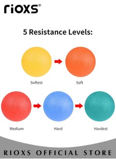 RIOXS 5 Pcs Hand Grip Trainers,Hand Strength Training Ball With Wristband,Portable Hand Grip Strеngth Trainеr Ball,Squeeze Exercise Stress Balls,Grip Strengthening And Stress Relief,Fitness Hand Holding  - Image 4